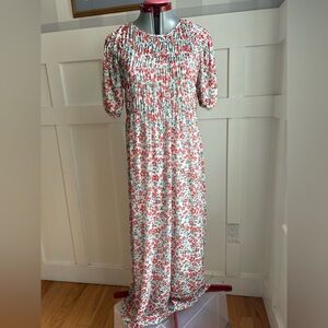 Zara Cream Maxi Dress with Red Floral Print